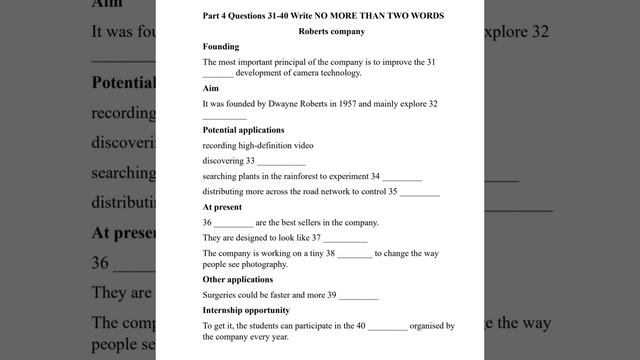 IELTS actual listening test with answers | Part 4 Roberts company смотреть онлайн