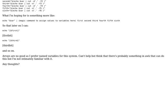 Unix & Linux: assign string components into variables смотреть онлайн