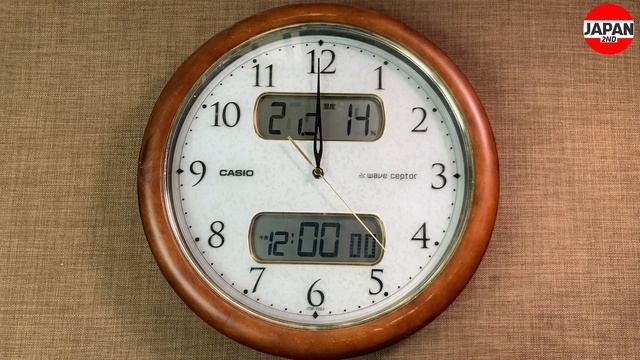 CASIO/カシオ ITM-700J 35cm Humidity Temperature Radio Control Wall Clock 壁掛け 電波時計 木目調