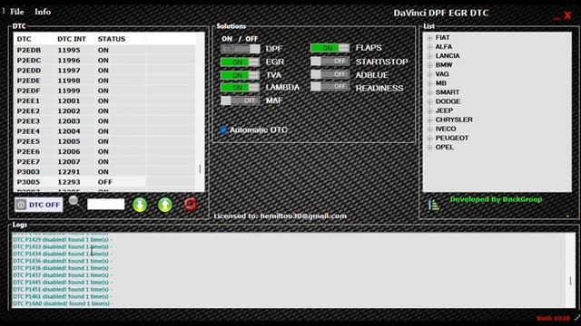 DAVINCI 1.0.28 ÚLTIMA VERSÃO 2022 DPF EGR DTC ADBLUE OFF смотреть онлайн