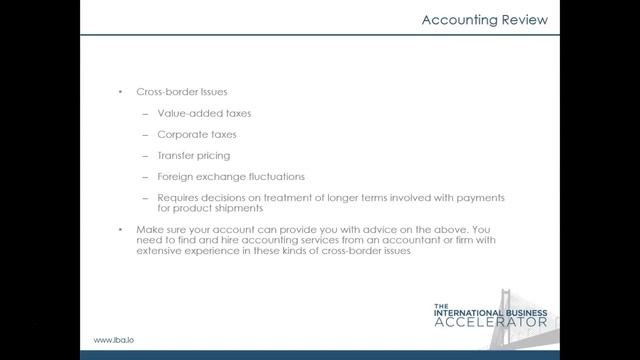 Accounting Review - From the International Business Accelerator's Online Accelerator