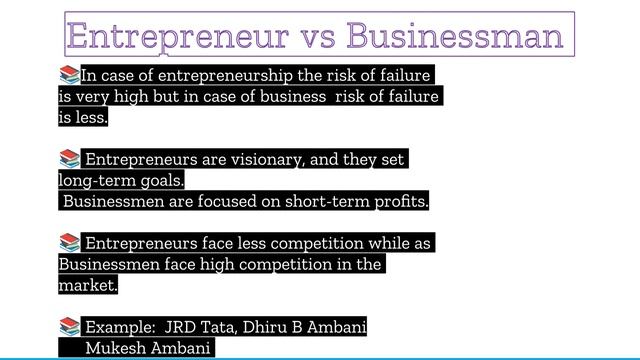 Difference between entrepreneur and business man l Entrepreneur vs Businessman l Entrepreneurship смотреть онлайн