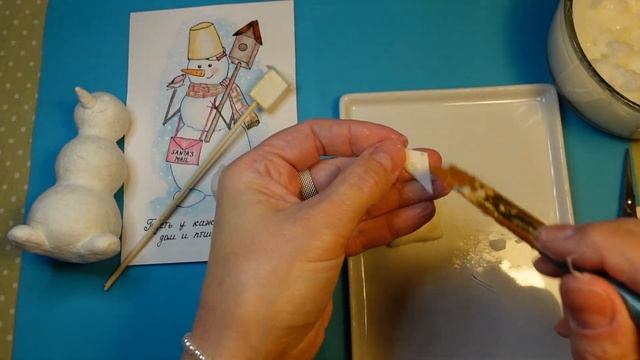 МК ватная игрушка "снеговик" Часть 2 (Б). DIY spun cotton toy "snowmen" Part 2 (B). смотреть онлайн