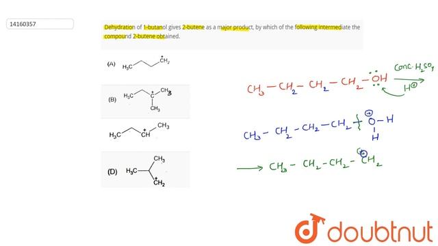 Dehydration of 1-butanol gives 2-butane as a major product, by which of the following inte смотреть онлайн