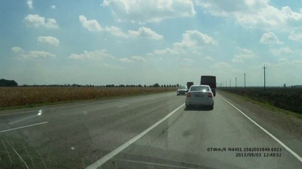 Бжедугхабль - Майкоп (недоезжая Белореченскую). Обгон через сплошную (Продолжение)