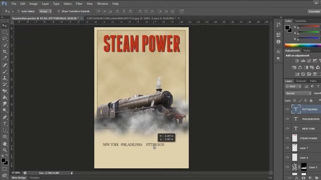 Photoshop Poster Tutorial How to Create Vintage Steam Locomotive Poster in Photoshop CS6 смотреть онлайн