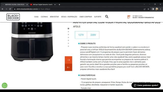 LANÇAMENTO INOVADOR / AIRFRYER DIGITAL BLACK+DECKER COM VISOR FRONTAL GOURMAND GRIS - AFDLG смотреть онлайн