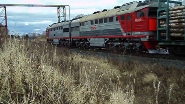 2ТЭ116-1625 с грузовым поездом и приветливым машинистом