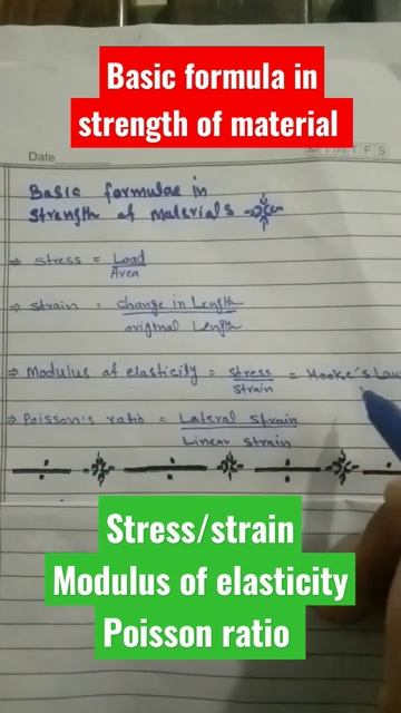 basic formula in strength of materials#handwriting #@shortswithsai1 #@stress#strain# смотреть онлайн