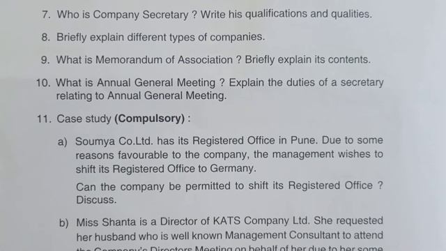 Company Law And Secretarial Practice B.com 3rd Semester NEP Question Paper 2023 Dharwad University смотреть онлайн