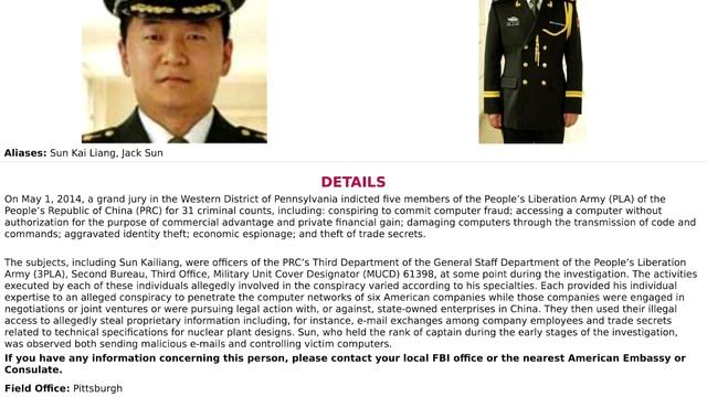 Chinese Spies Most Wanted By U. S. Federal Bureau of Investigation смотреть онлайн