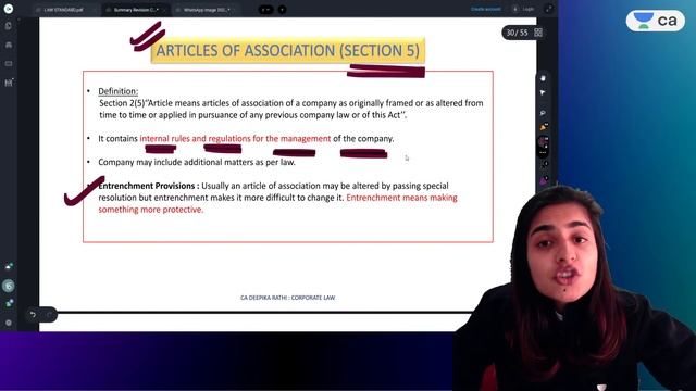 Chapter 2 | Incorporation of Company | Bullet Revisions of CA Intermediate Law | Deepika Rathi смотреть онлайн