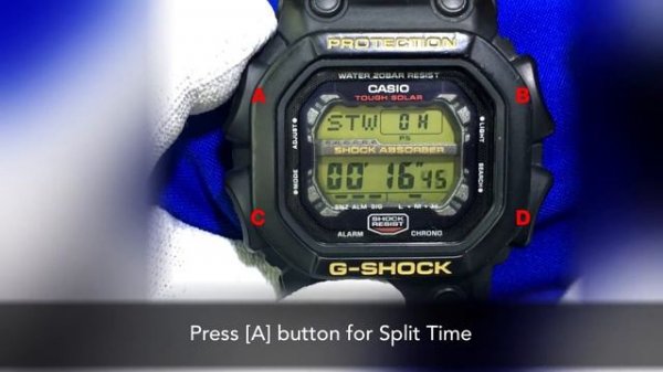 CASIO G-Shock GX-56 How to use the Stopwatch - Tutorial