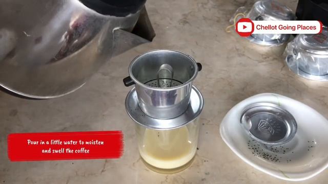 Vietnamese Iced Milk Coffee Using Phin Ca Phe (Vietnamese Coffee Filter)