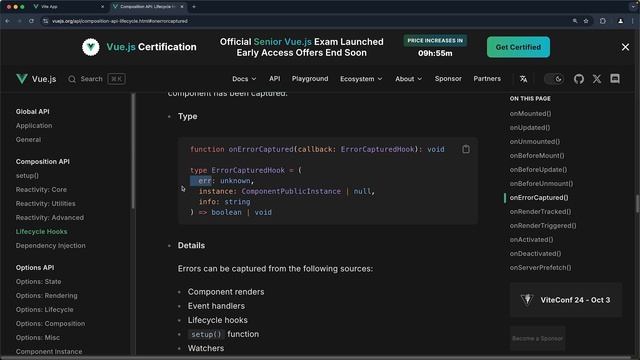 66 Handle Uncaught JavaScript Errors in Vue.js with onErrorCaptured Hook смотреть онлайн