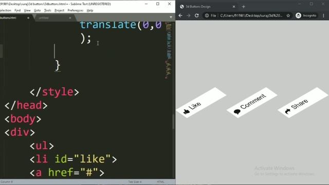 3d buttons hover effect using HTML and CSS. смотреть онлайн