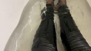 wetlook | wet clothes | wet heels | wet leather pants (part 2)