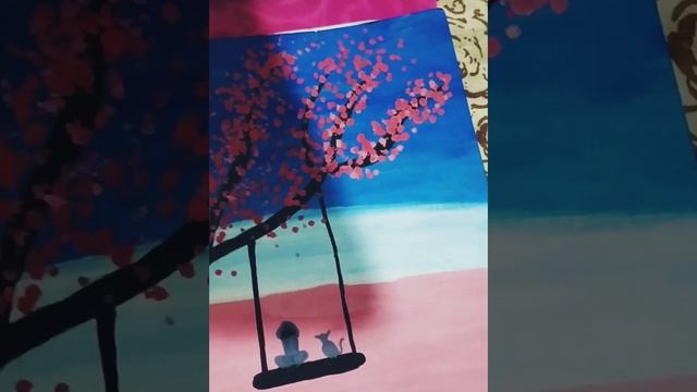 Easy poster colour satisfying you before sleep with deep music #painting #beginners art #drawing смотреть онлайн