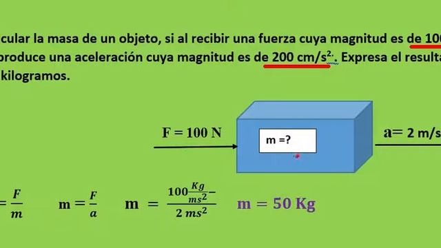 Calcular la masa de un objeto, si al recibir una fuerza cuya magnitud es de 100 N le produce un смотреть онлайн
