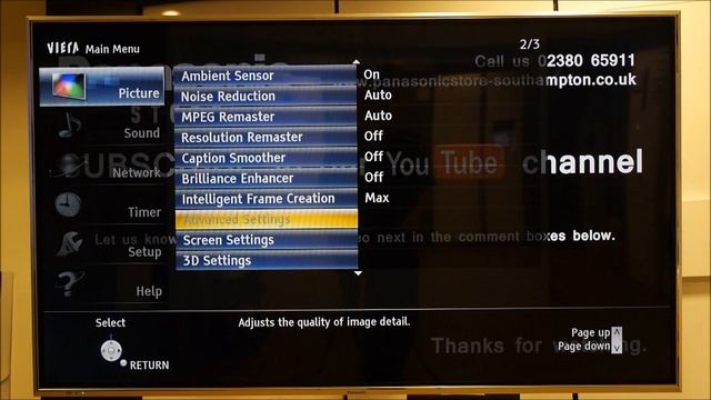 Panasonic Viera TV Advance Settings (isfccc) смотреть онлайн