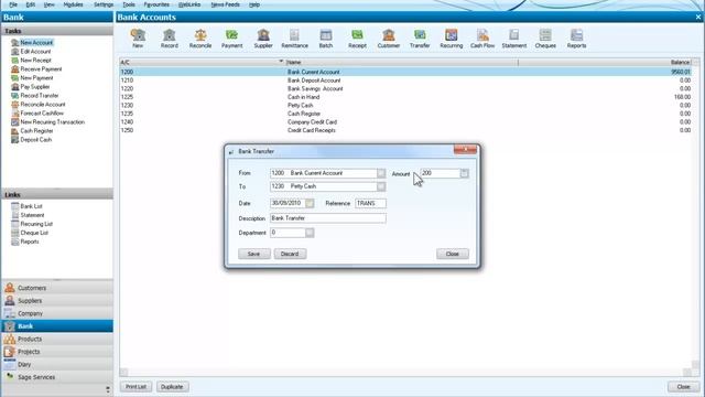 Sage Line 50 Transfer money between bank accounts смотреть онлайн