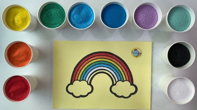 Sand painting and coloring Rainbow 🌈 for kids, toddlers || Jelly Loulou Art ❤️ смотреть онлайн