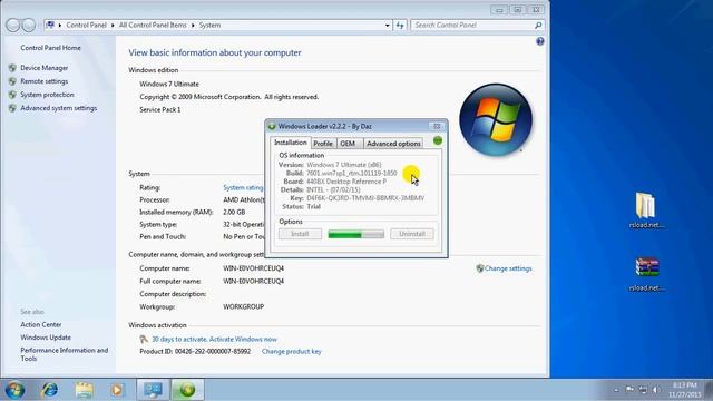 How to activate Windows 7 build 7601 Loader by Daz 1 1 смотреть онлайн