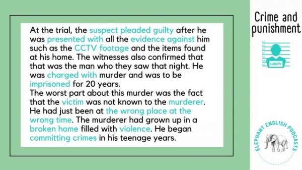 Crime and Punishment Vocabulary - Upper intermediate English listening practice B2/Level 4