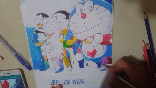 Speed drawing Poster Doraemom SPACE HEROES смотреть онлайн