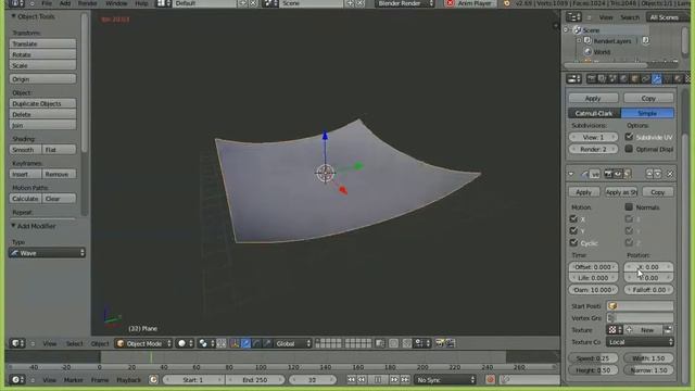 Blender Tutorial - 13 Wave Modifier смотреть онлайн