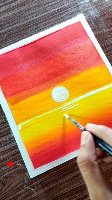 Poster color drawing tutorial: Sunset scenery drawing #shorts смотреть онлайн