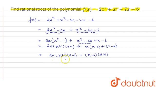 "Find rational roots of the polynomial `f(x)=2x^3+x^2-7x-6`" смотреть онлайн