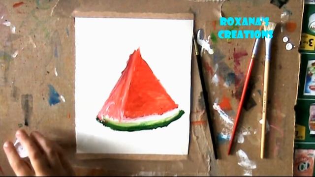 Acrylic Challenge 18 of 30, 8 year old Roxana Paints a Watermelon смотреть онлайн