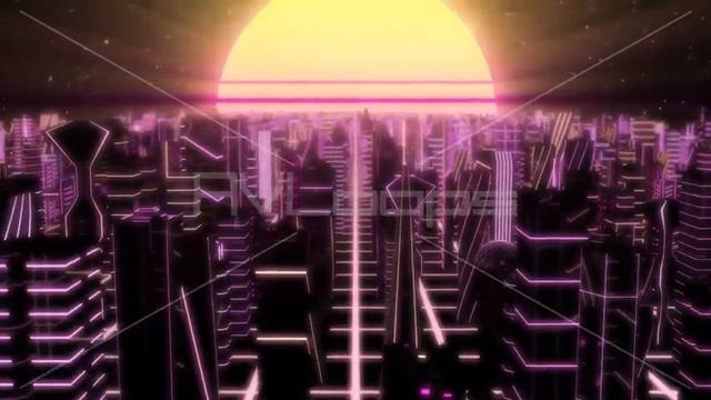 Fly Through Neon City Outrun Synthwave Buildings with 80s Retro Sun - IncrediVFX - AVloops смотреть онлайн