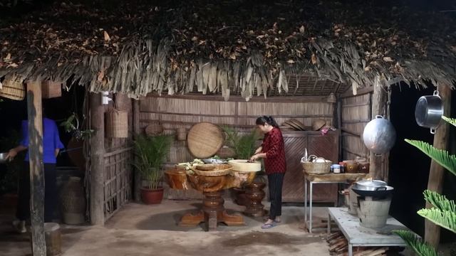 Mother And Daughter Cooking Together / Countryside Food Cooking / Red Tail Fish Cooking