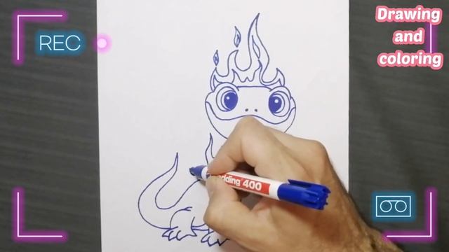 How to Draw Bruni the Fire Salamander Disney Frozen 2 . смотреть онлайн