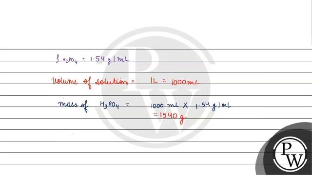 The normality of orthophosphoric acid having purity of \( 70 \% \) by
weight and specific gravit... смотреть онлайн