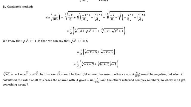 Writing $sin(frac{pi}{180})$ as a fraction, where I'm wrong? смотреть онлайн