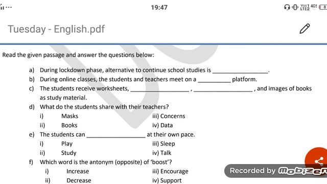 Directorate of Education Class IX English Passage Delhi Worksheets смотреть онлайн