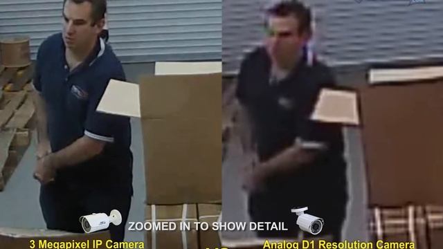 Side by Side Comparison - Digitally ZOOMED IN - 3MP IP Camera vs Analog D1 Resolution Camera смотреть онлайн