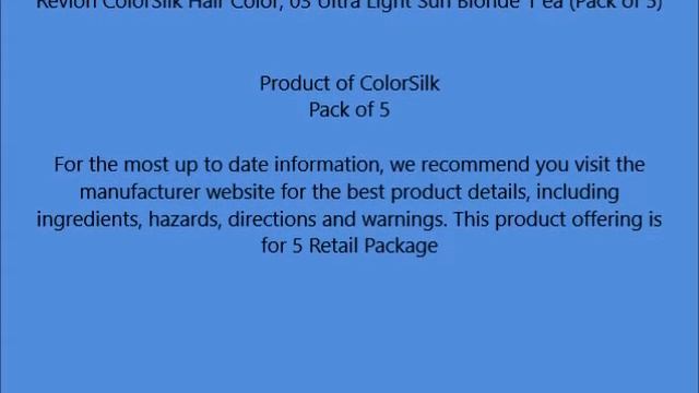 Revlon ColorSilk Hair Color, 03 Ultra Light Sun Blonde 1 ea Pack of 5 смотреть онлайн