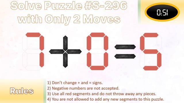 Seven Segment Puzzle no.S-296 ( 7 + 0 = 5) With solution. смотреть онлайн