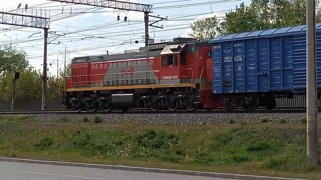 ТЭМ18ДМ-1991 осаживает грузовые вагоны на перегоне Курган-Утяк. смотреть онлайн