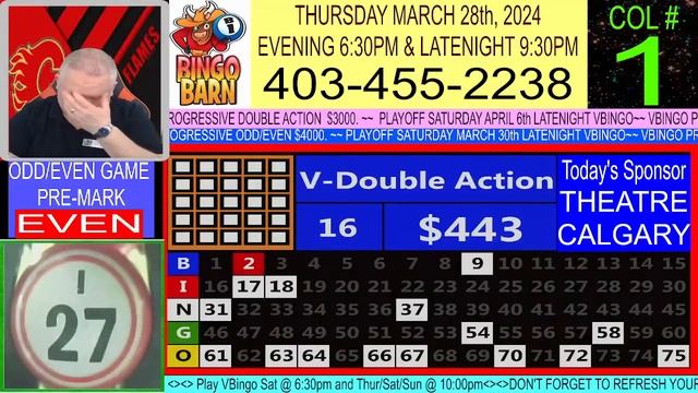 BINGO BARN - VBINGO - THURSDAY MARCH 28th, 2024 - EVENING 6:30PM & 9:30PM смотреть онлайн