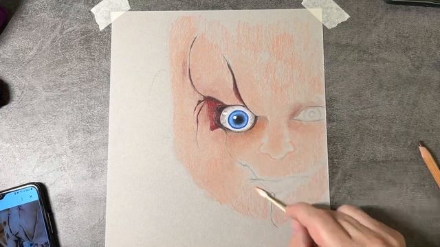 Кукла Чаки #рисуноккарандашом #цветныекарандаши смотреть онлайн