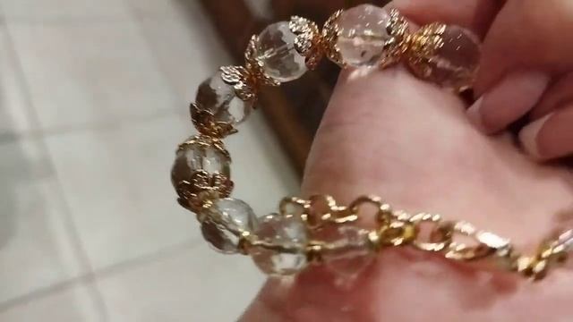 браслет из горного хрусталя фурнитура люкс под золото... смотреть онлайн