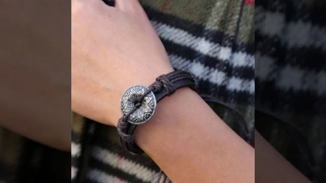 Pretty Flower Symbol Leather Women Men Bracelet Cuff Charm Bangle Women Men Jewelry смотреть онлайн