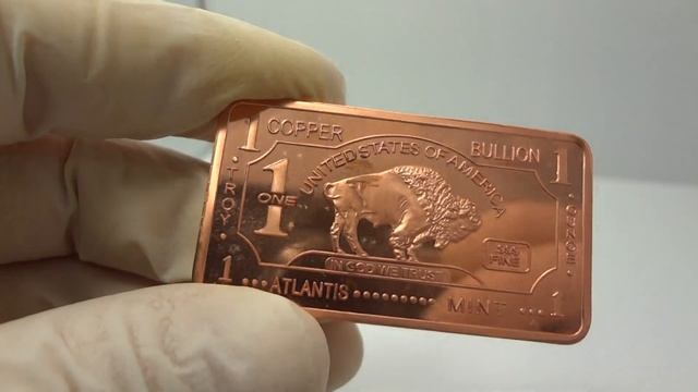 1 oz copper buffalo bullion bar .999 fine by Atlantis Mint смотреть онлайн