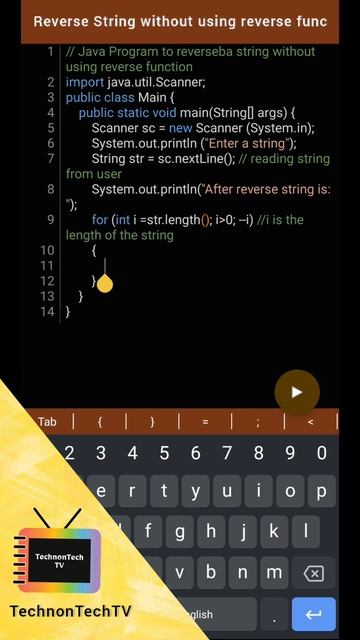 Java Program to Reverse String without using reverse func | Java Program asked in interviews #short смотреть онлайн