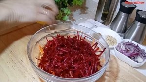 Фантастический Салат из Сырой Свеклы с Морковью и Жареным Луком